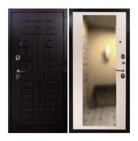 Входная металлическая дверь с зеркалом черного цвета SD1709